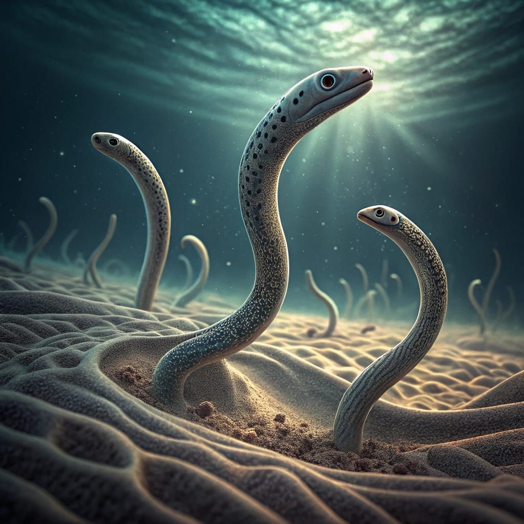 Garden Eels Bask in Oceanic Twilight