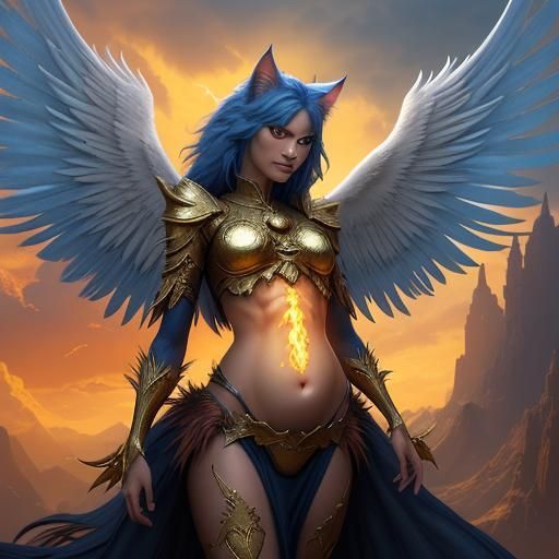 Winged Fire Cat: Fantasy Concept Art