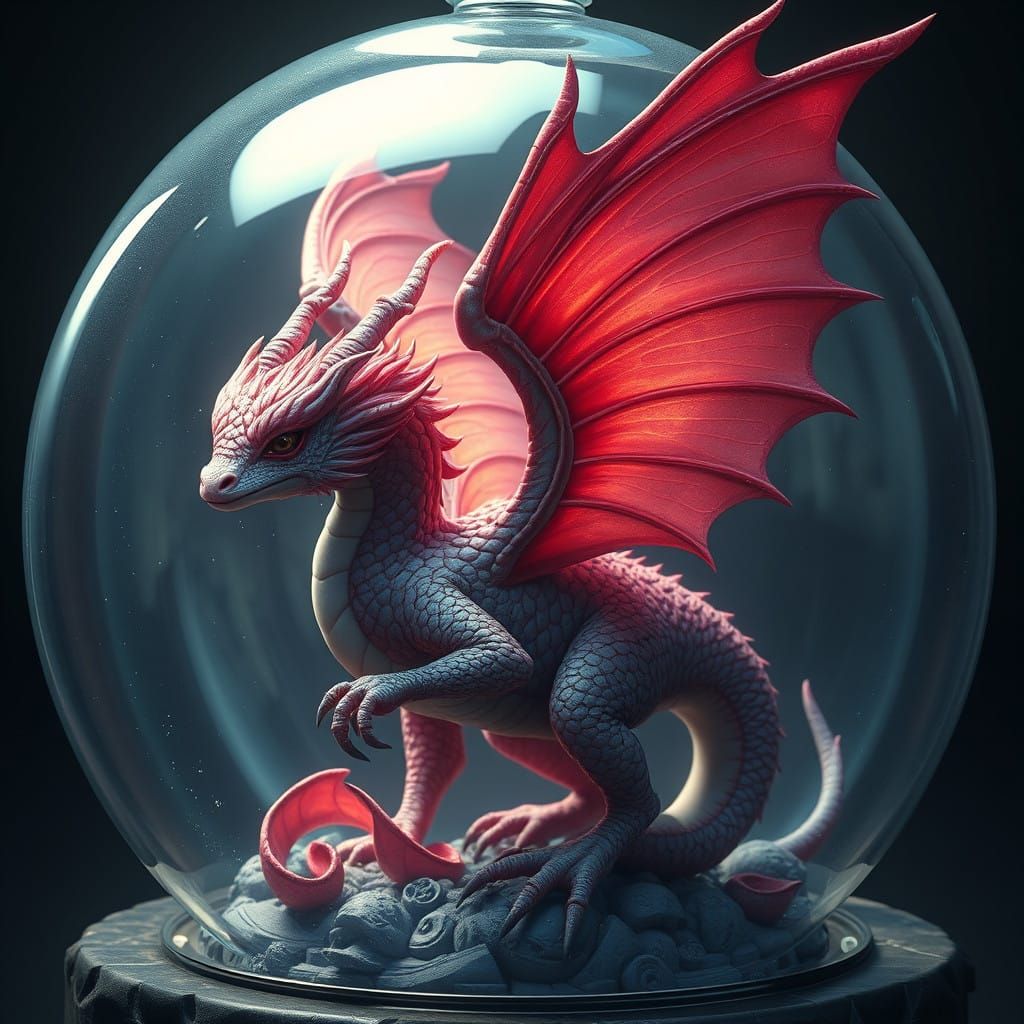 Enchanted Pixie Dragon in a Glass Sanctuary