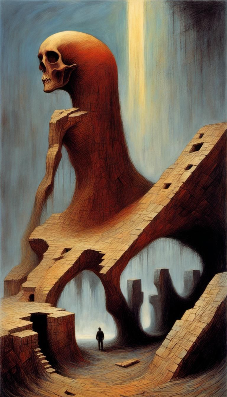 Dystopian Landscape in Style of Beksiński