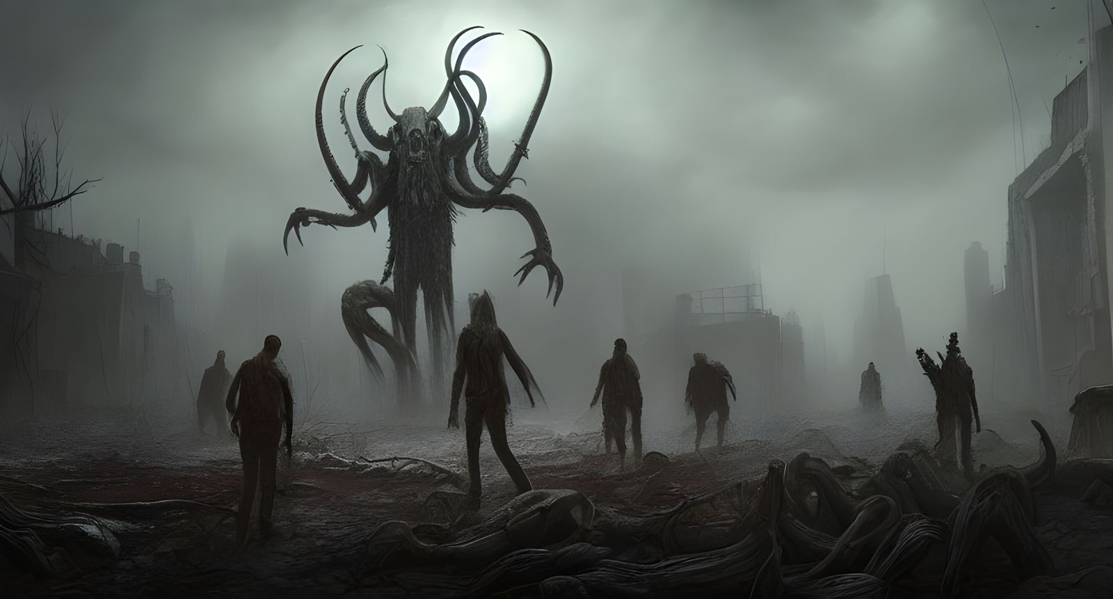 Dark Post-Apocalyptic World Ruined by Lovecraftian God