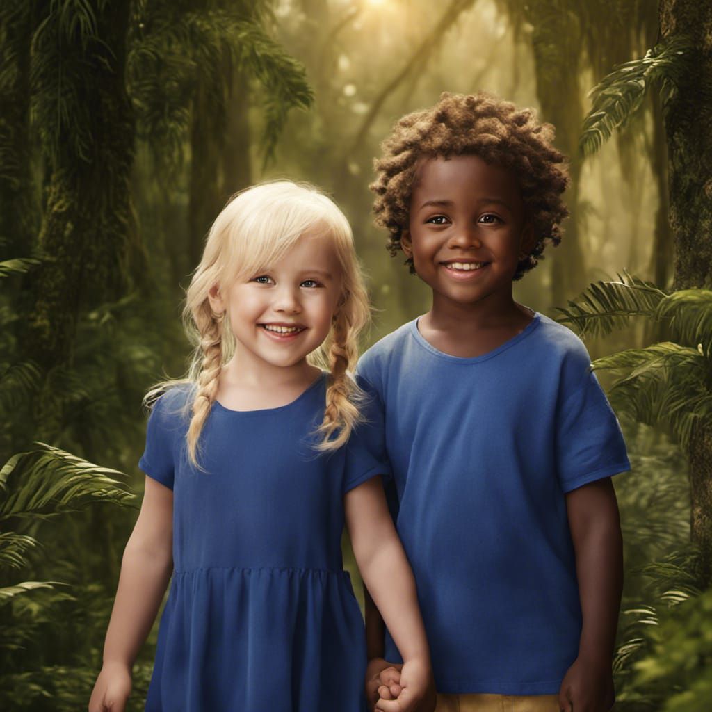 Toddler Best Friends in Australian Bush, Fantasy Art