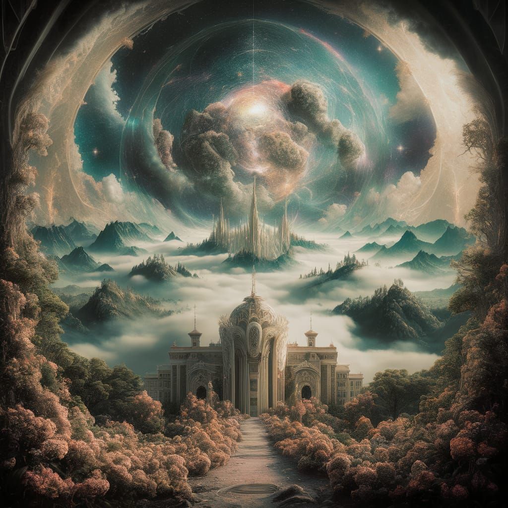 8k resolution holographic astral cosmic illustration mixed m...