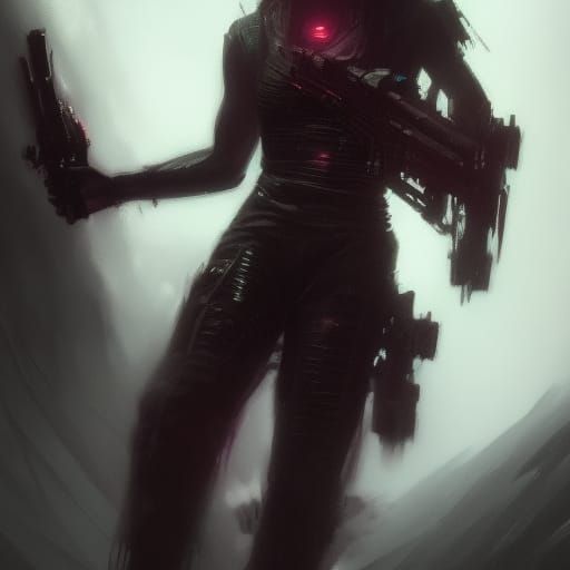 Death Wolf in Dark Fantasy Cyberpunk Style