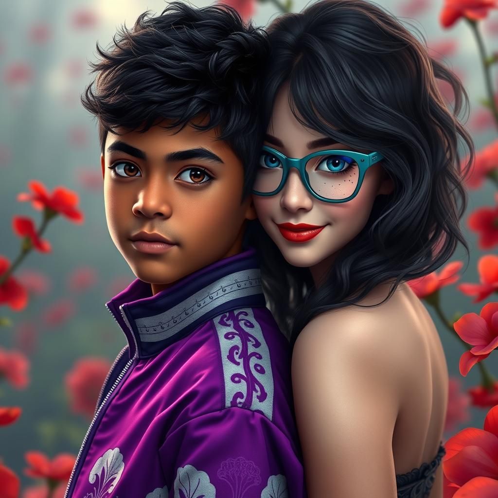 Vibrant Portrait of Young Couple in Fantasy Setting