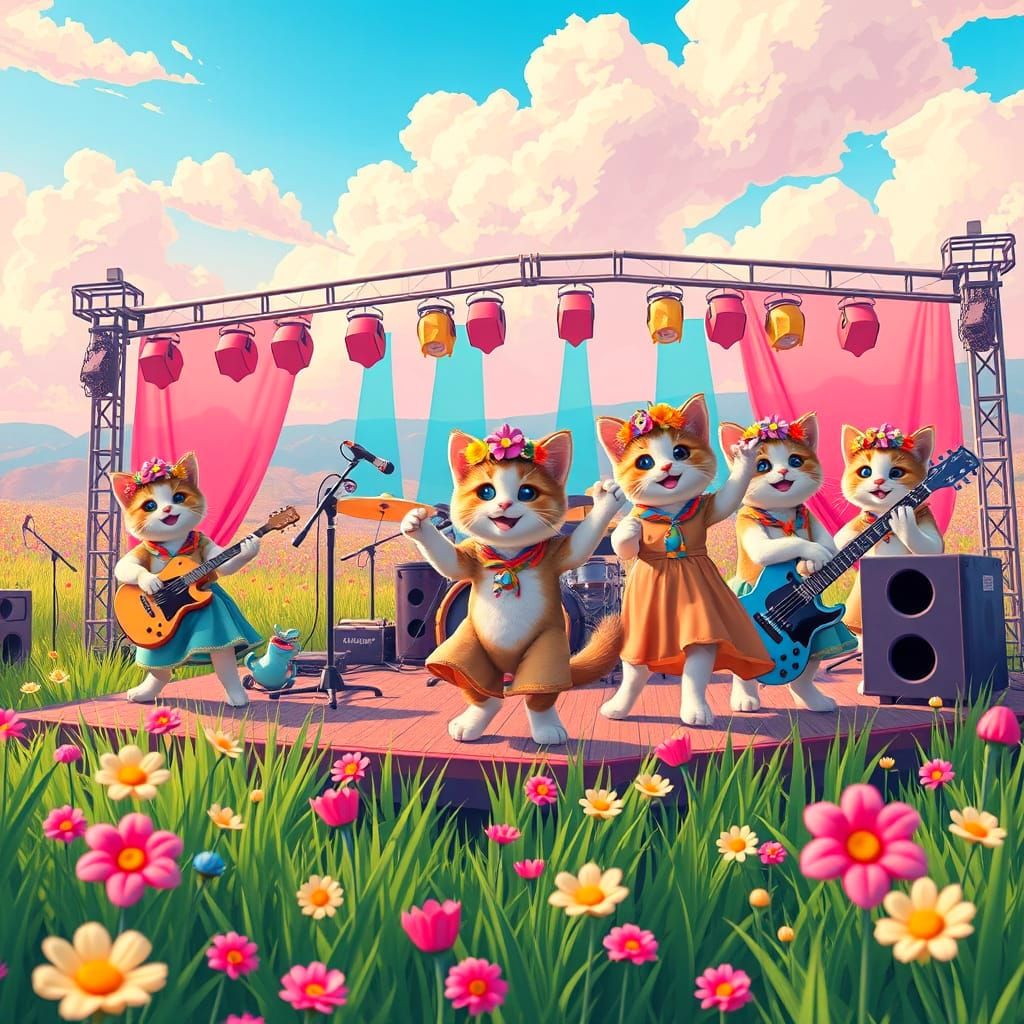 Candy Art Rock Concert with Hippie Kitties