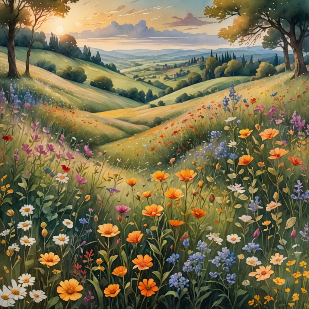 Wildflower Meadow Inspired by da Vinci and Ross