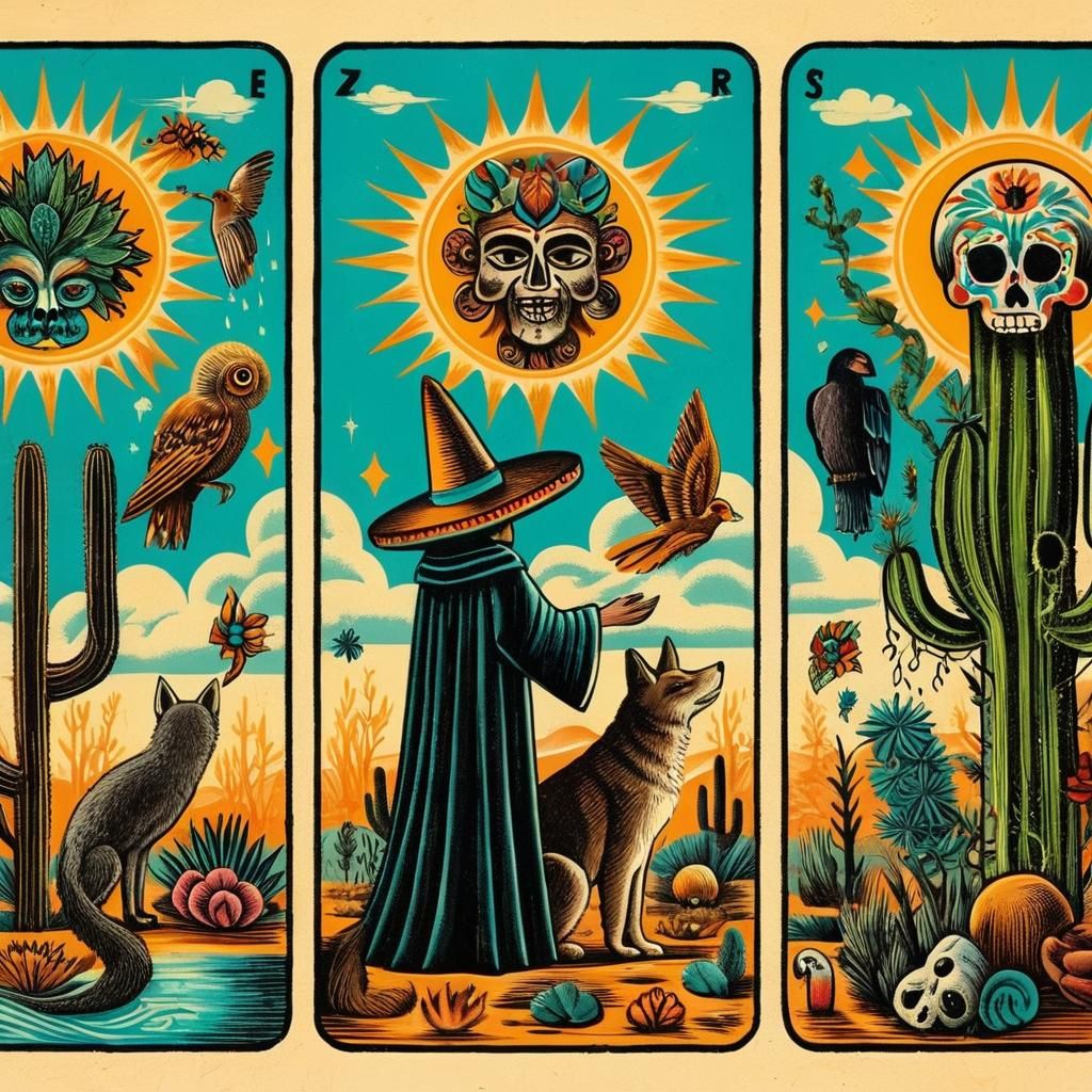 Mystical Healers in a Mexican Folk Art Style
