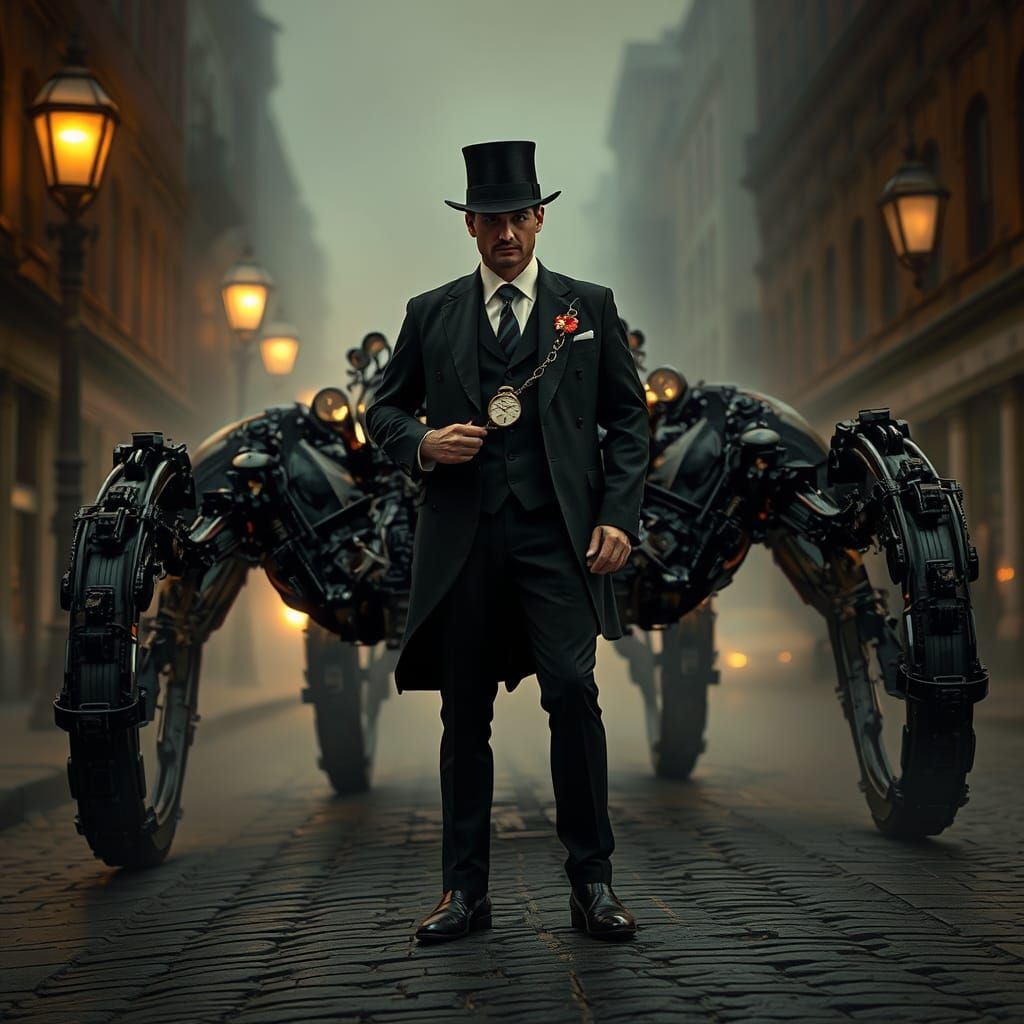 Man Drives Giger-Inspired Spider Tank in Sepia Tone