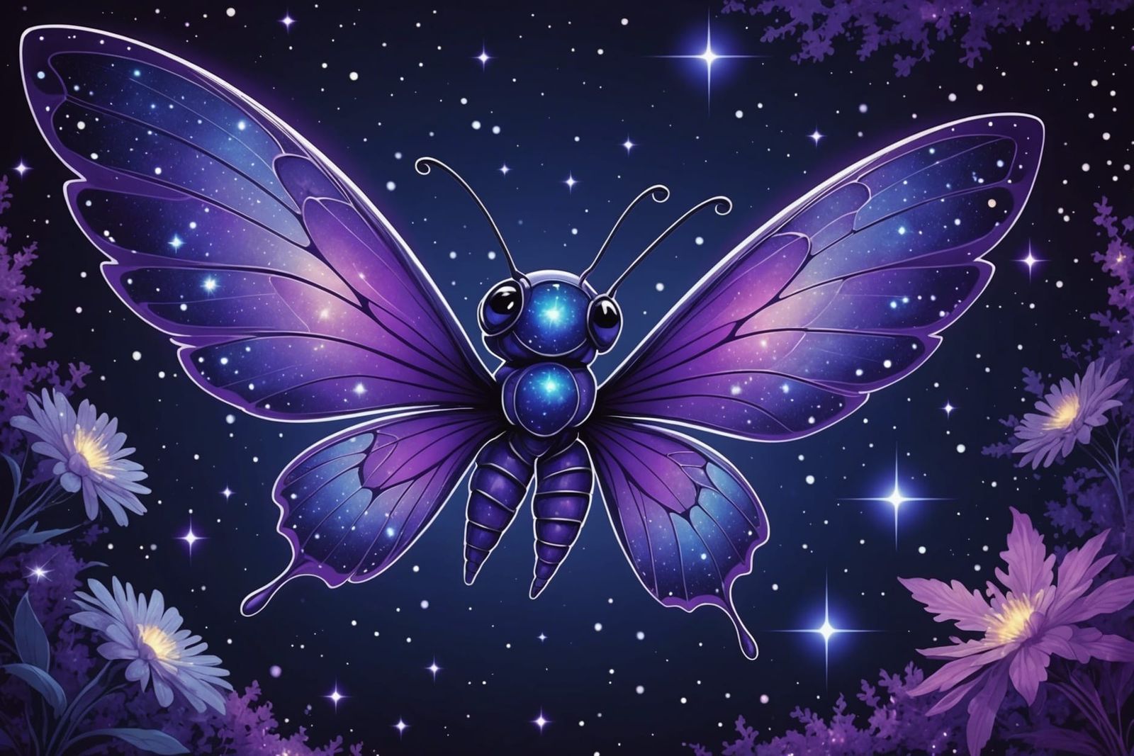Starseed Pixie in Galaxy, Cel-Shaded Cartoon