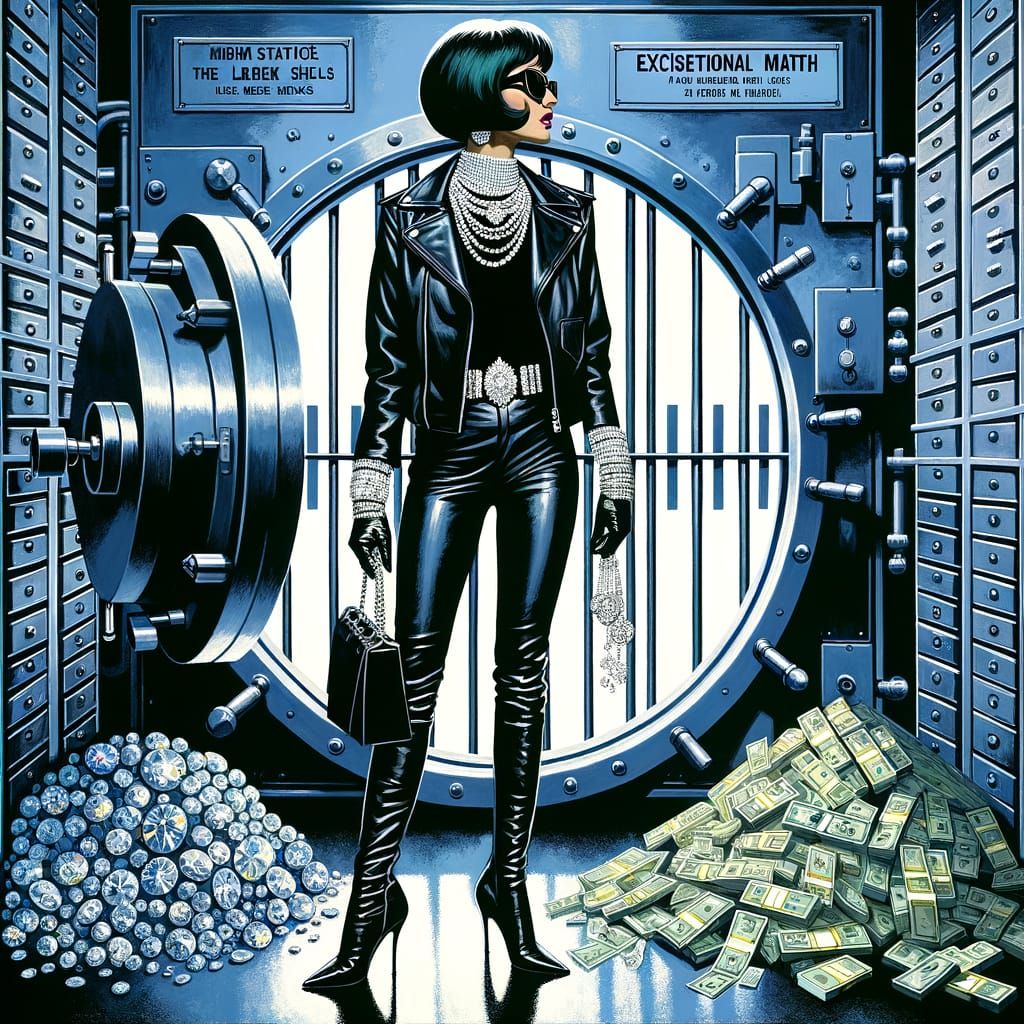 Vibrant Math Whiz in Vault of Wealth, Blending Realism and P...