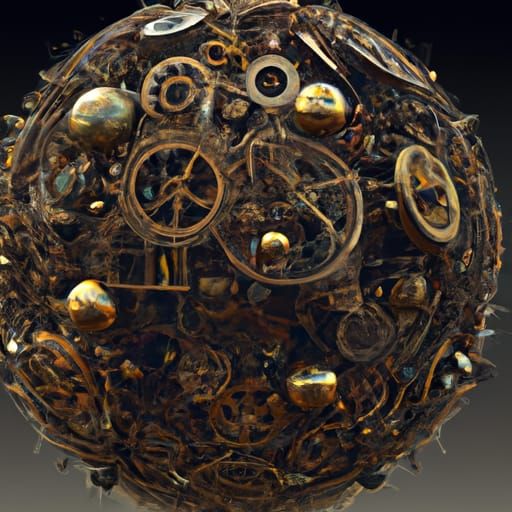 Giant Bronze Steampunk Sphere with Intricate Details
