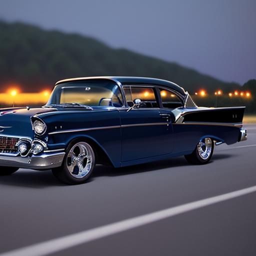 1957 Chevy Bel Air Cruising on Highway
