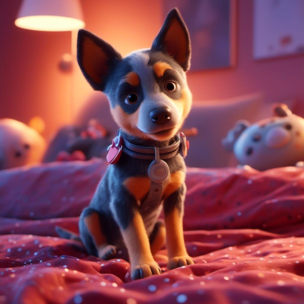 Cute Australian Cattle Dog Puppy: Pixar Style 3D Art