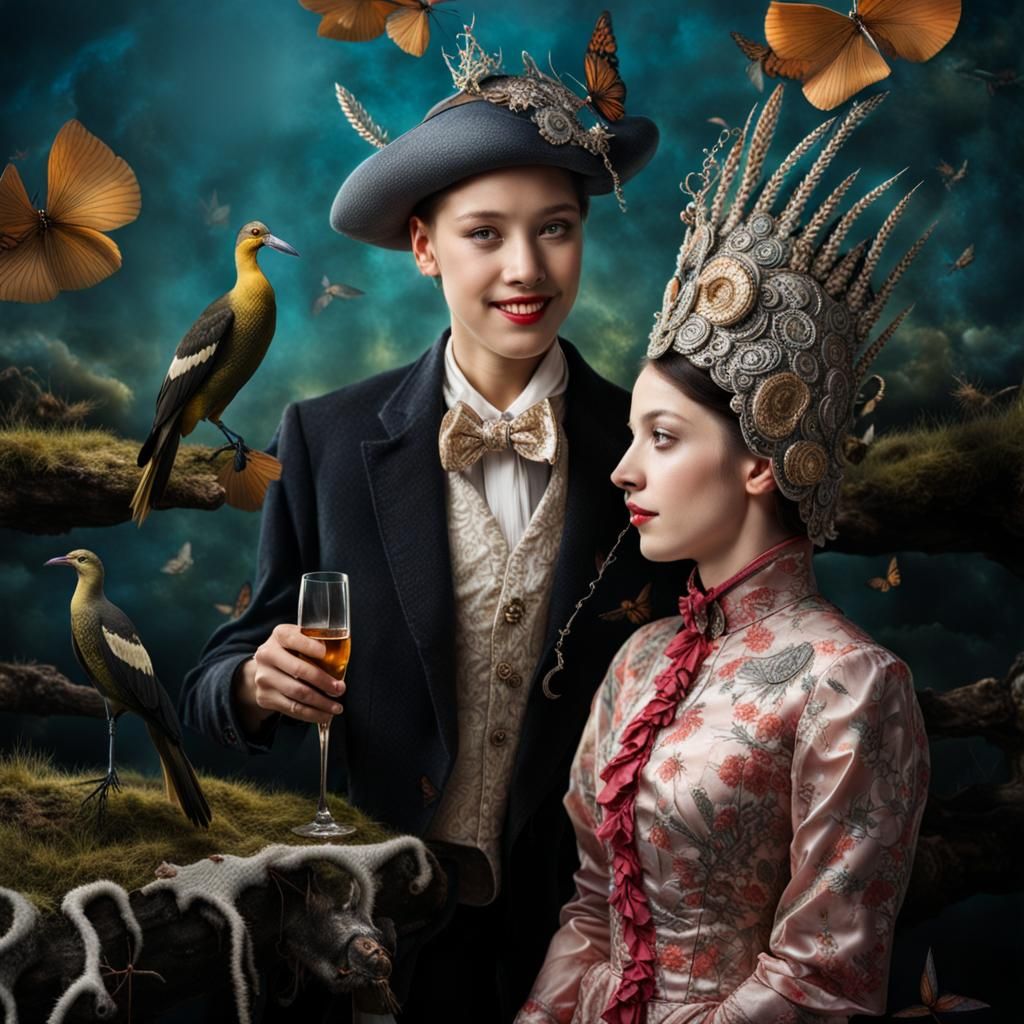 Surreal Alien Restaurant Celebration: Professional Photograp...