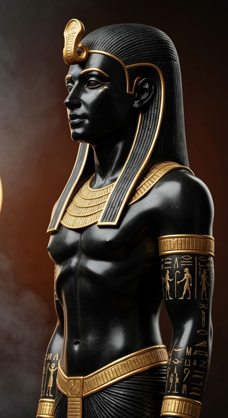 Mystical Obsidian and Gold Statue of Osiris