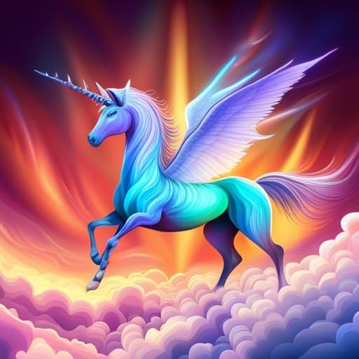 Opalescent Unicorn with Gossamer Wings: Digital Matte Painti...