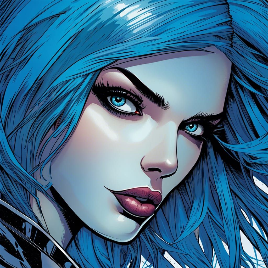 Woman with Blue Hair, Heavy Metal Comic Art