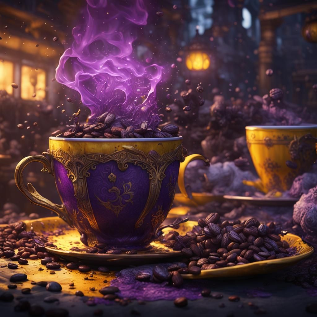 Undead Arise from Coffee: Dark Fantasy Art