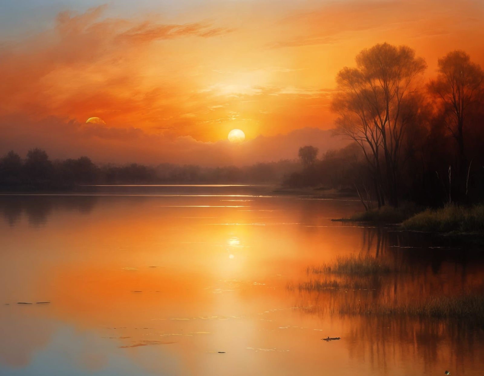 Soleil couchant sur le lac d'Orient