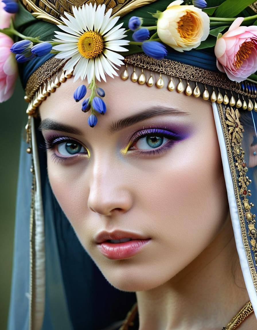 Magnificent Ukrainian Goddess Portrait in Hyperrealistic Sty...