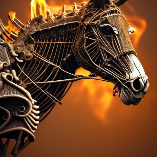 Futuristic Armored Horse in Sci-Fi Style