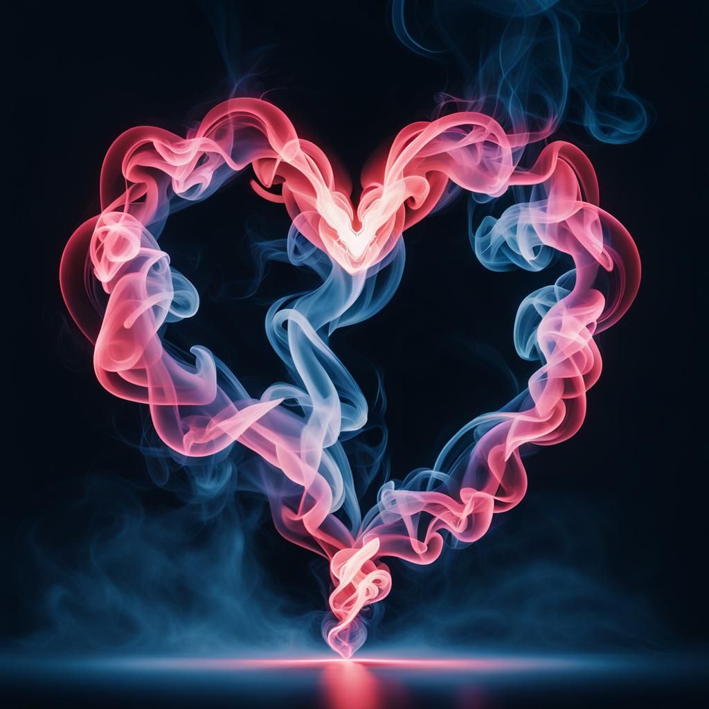 Luminescent Smoke Heart with Electric Outline