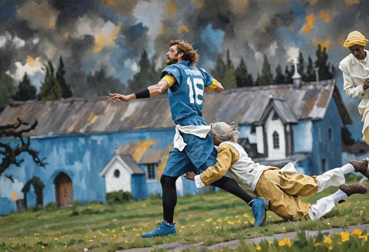 Rural Church with Swirling Clouds as Impasto Painting