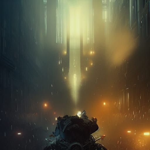 Dark Fantasy Masterpiece in Purple and Yellow