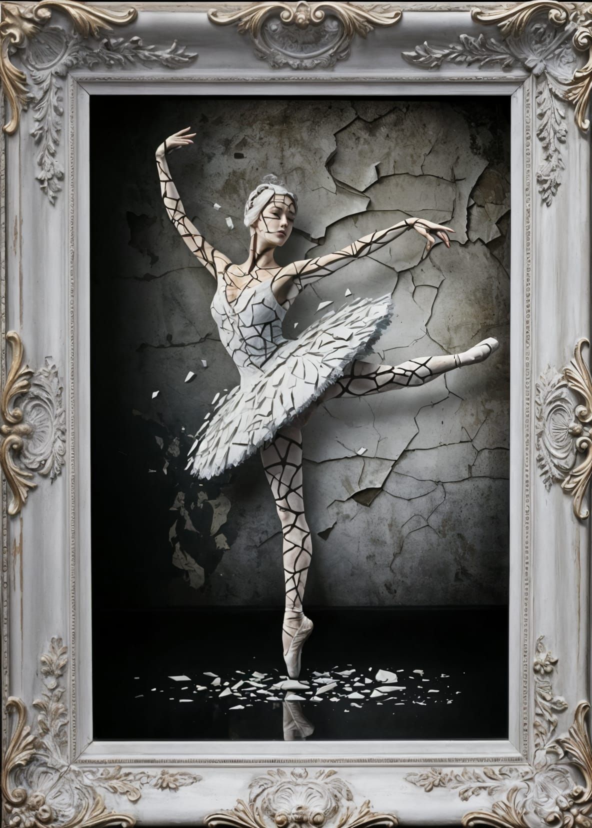 Glass Ballerina Sculpture in Rococo Style