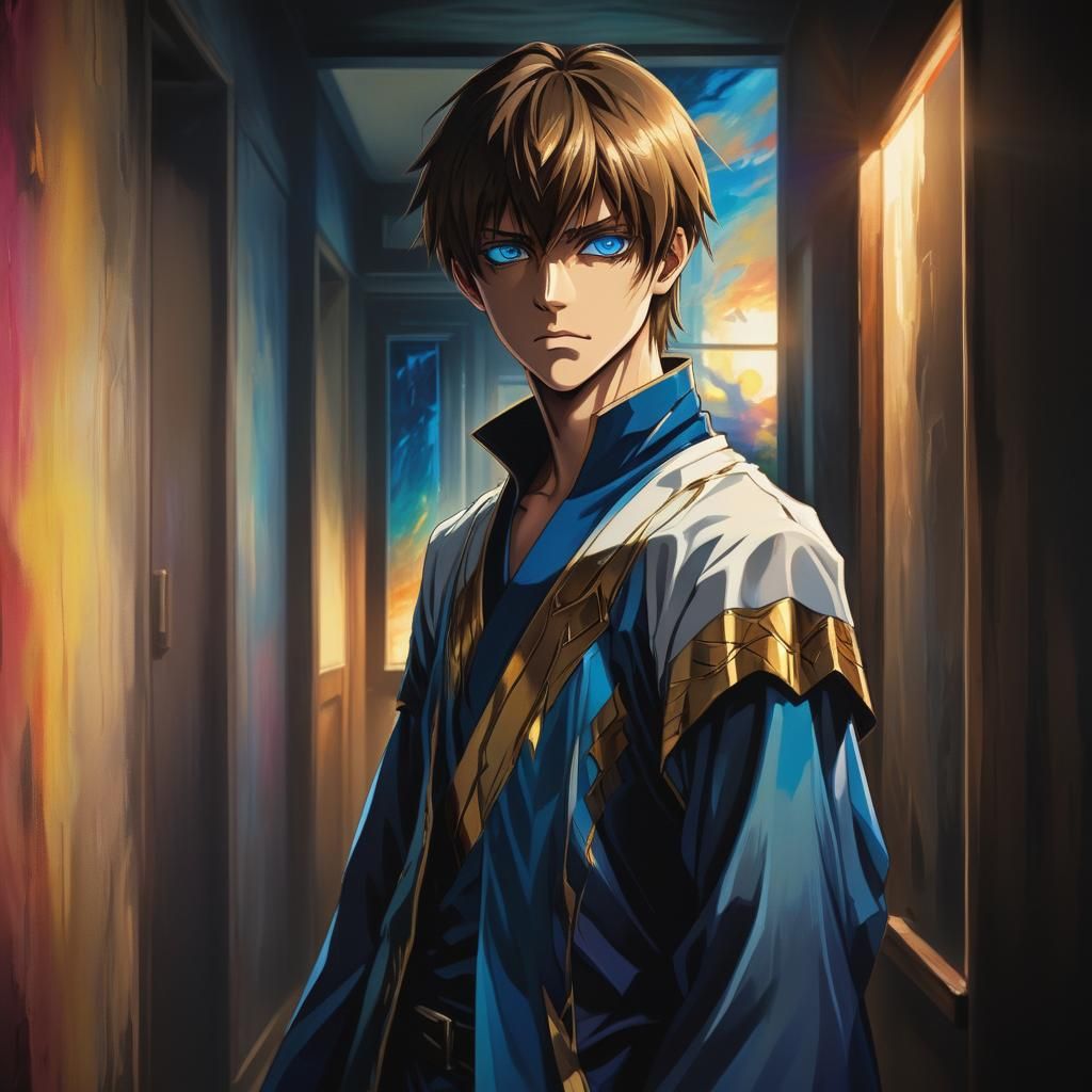 Seto Kaiba in Realistic Anime Oil Painting