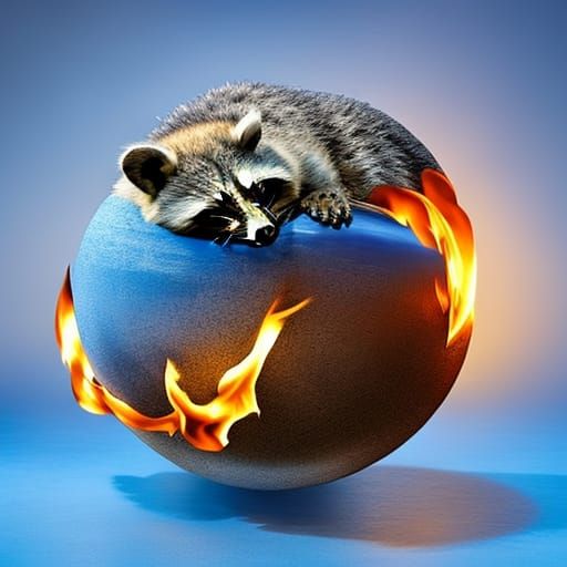 Raccoon Holding Blue Fire Sphere in Robe