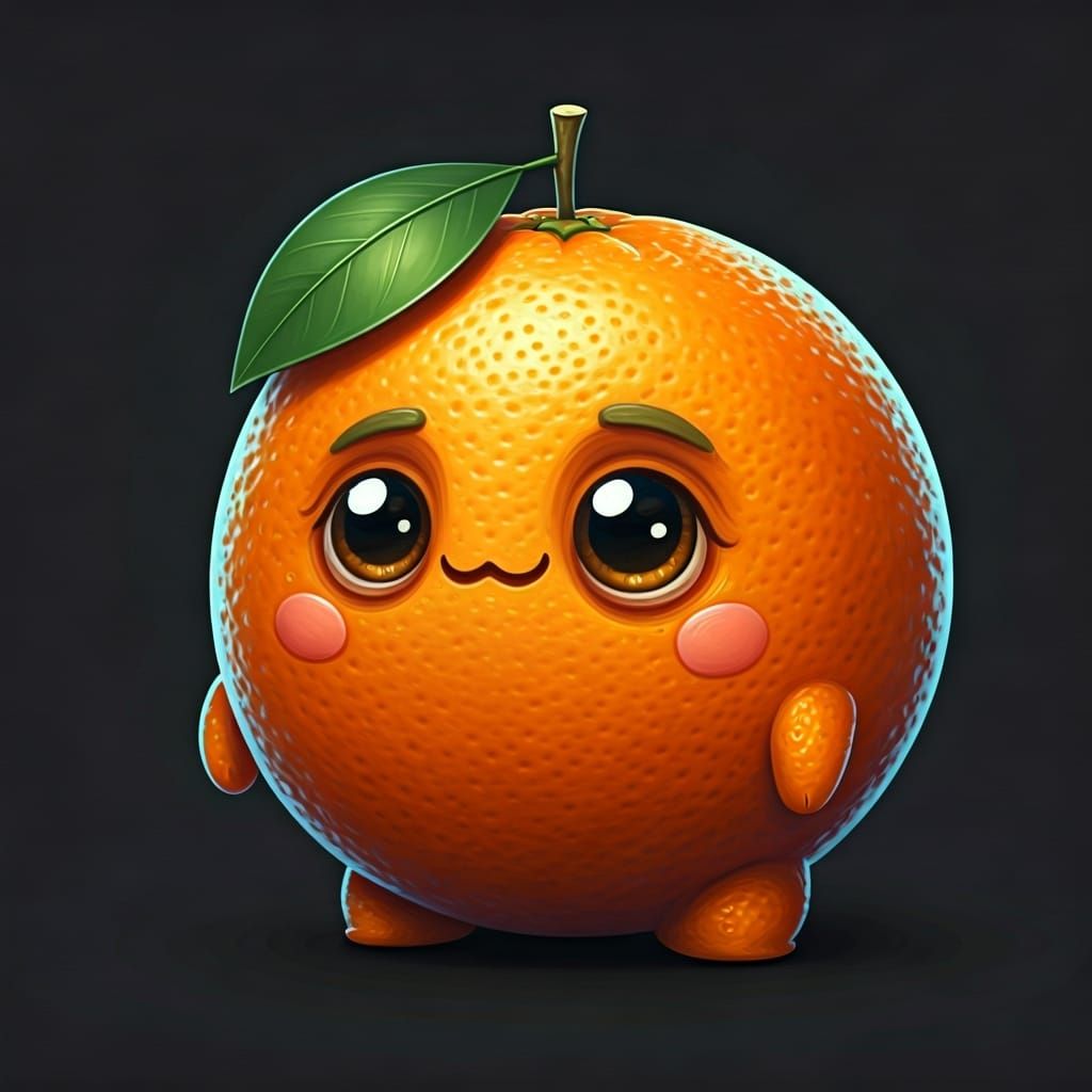 Whimsical Orange Creature with Peel Texture