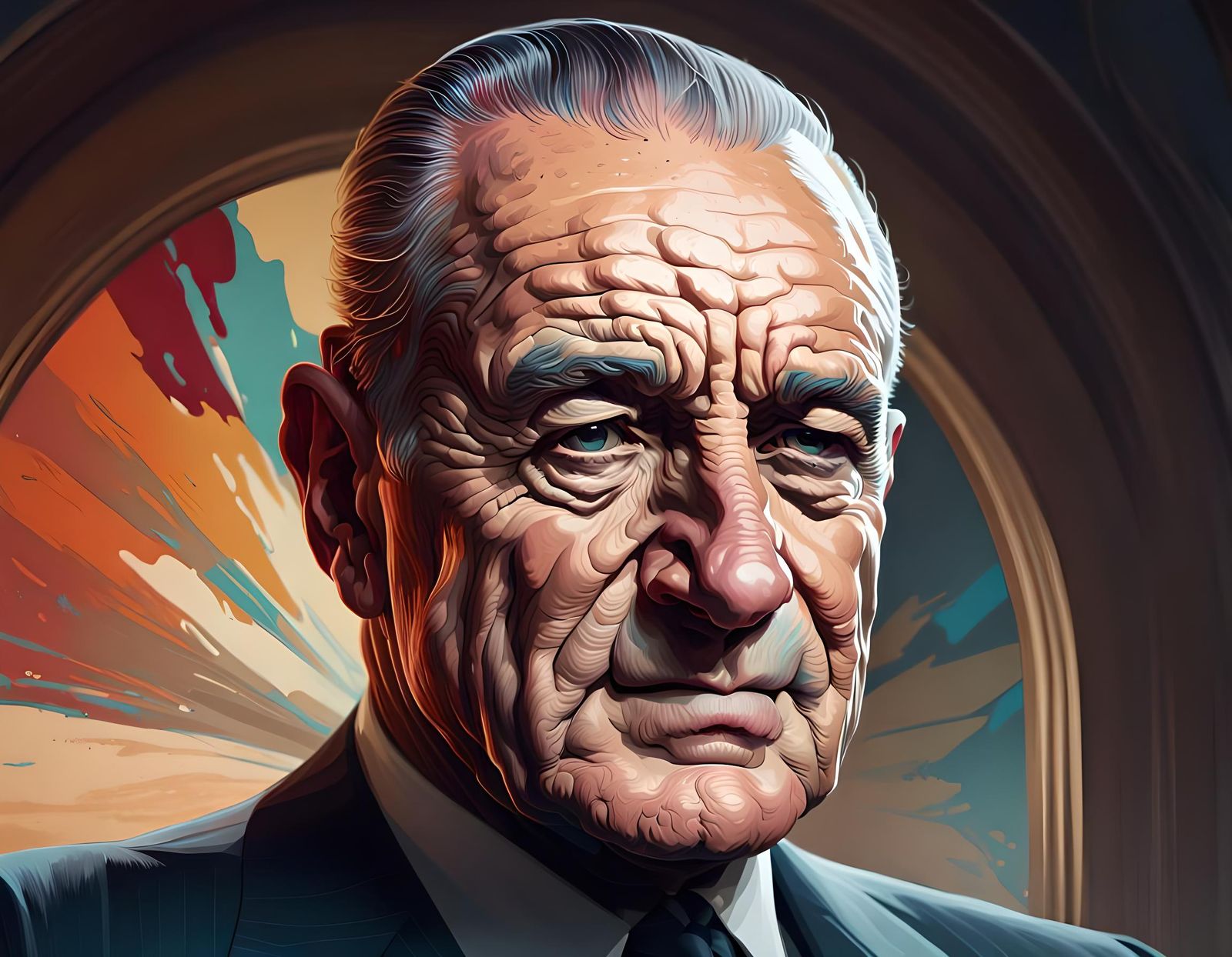 Lyndon B. Johnson Portrait in Digital Art Style