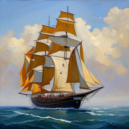 Teamwork Oil Painting in Golden Age Style