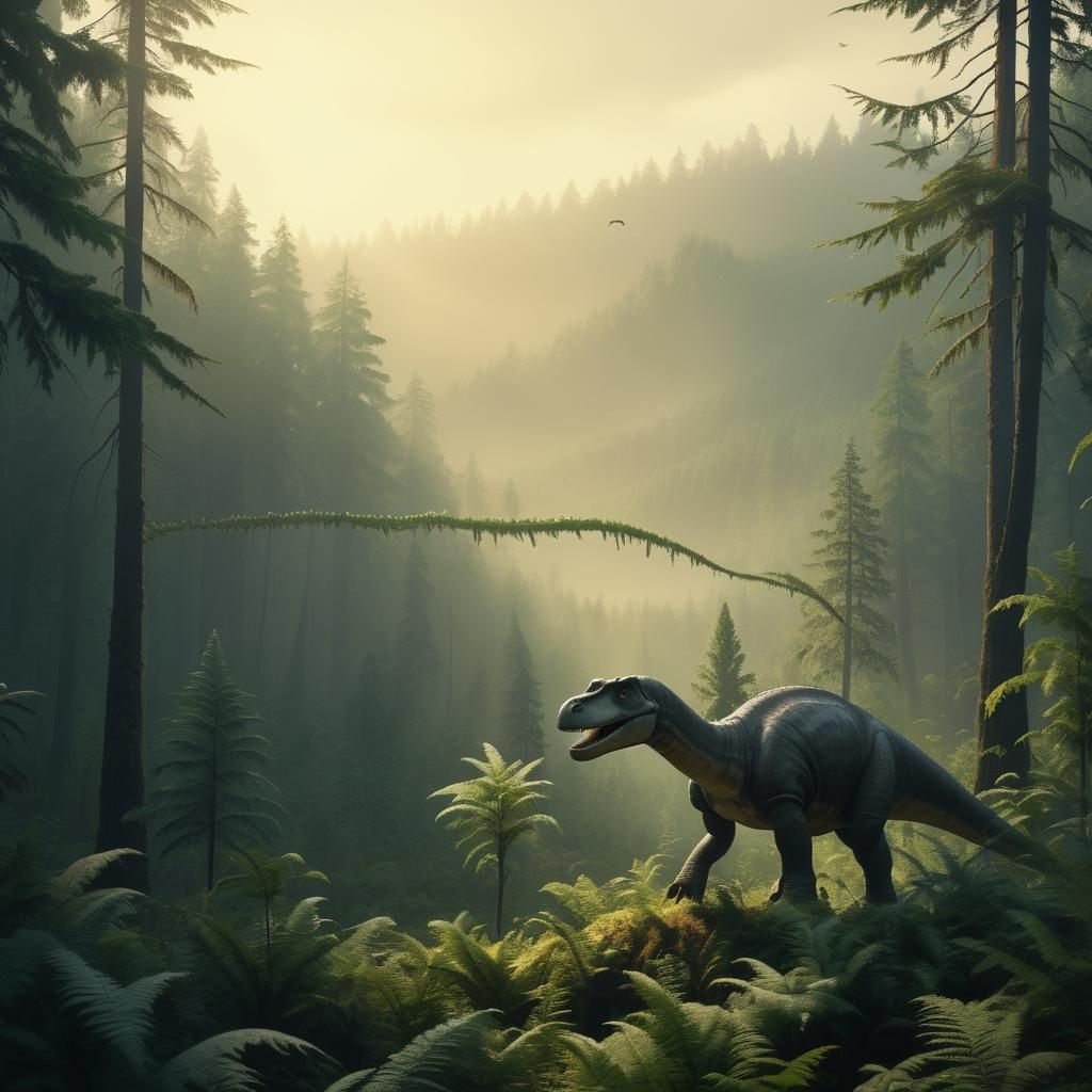 A Lone Apatosaurus in a Primeval Forest