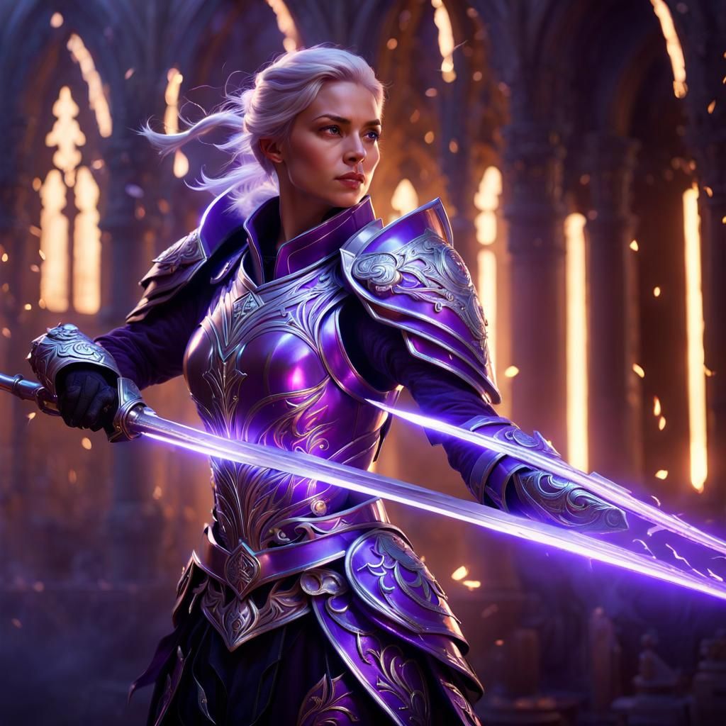 Strong Paladin in Exquisite Armor with Silver Flame