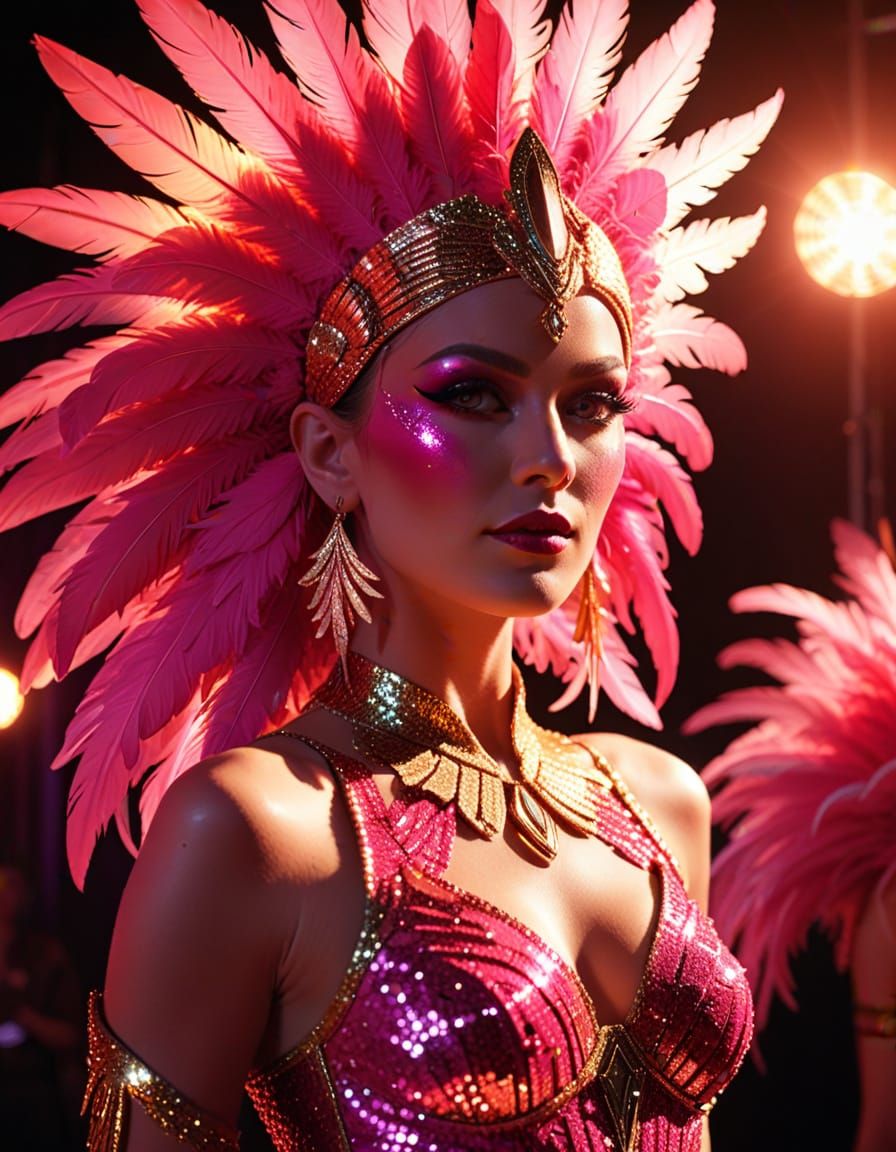 Futuristic Fantasy Cabaret Dancer in Art Deco Style