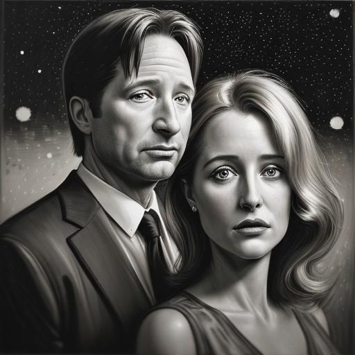 Fox Mulder and Dana Scully: Noir Illustration