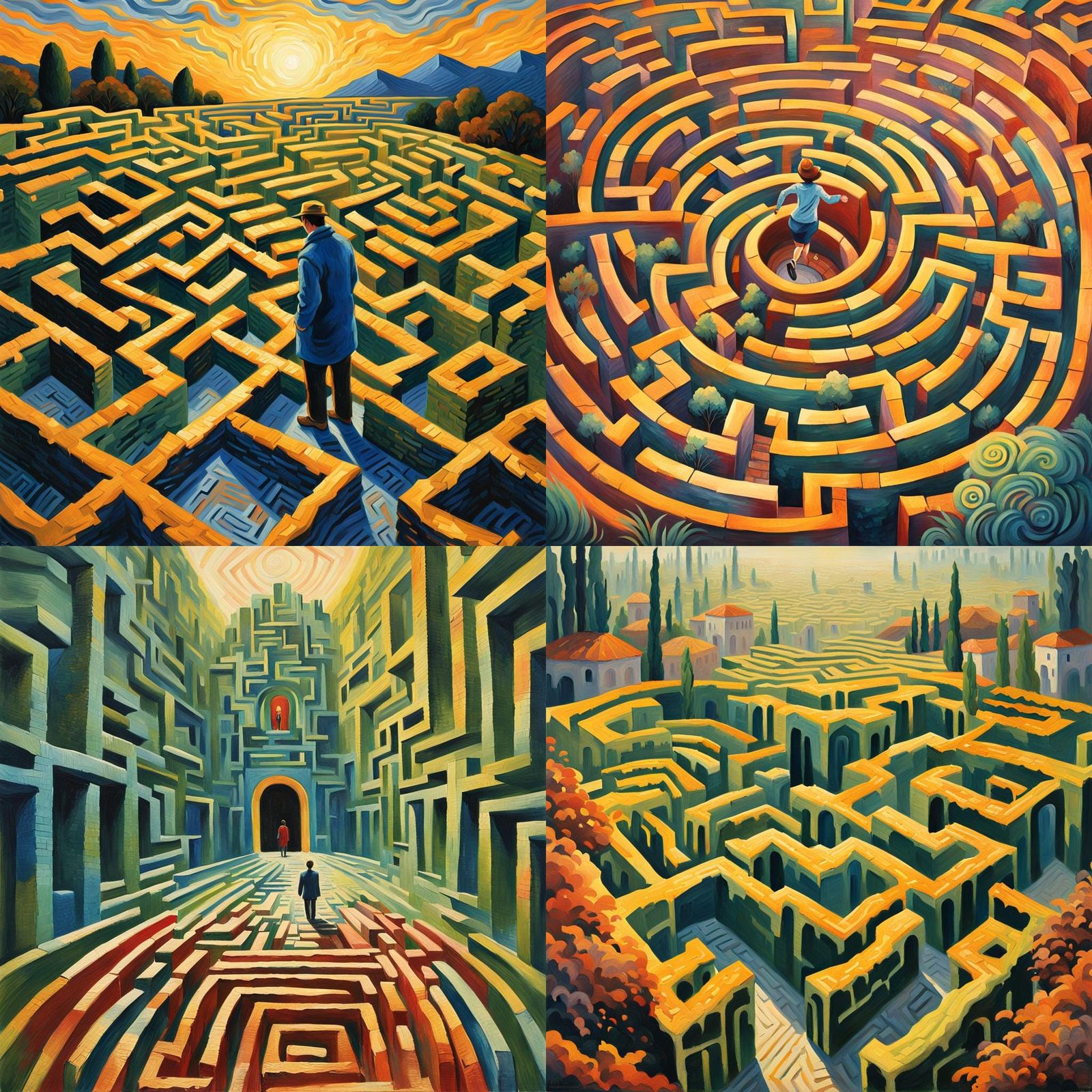 Colorful Maze in Gouache Impressionist Style