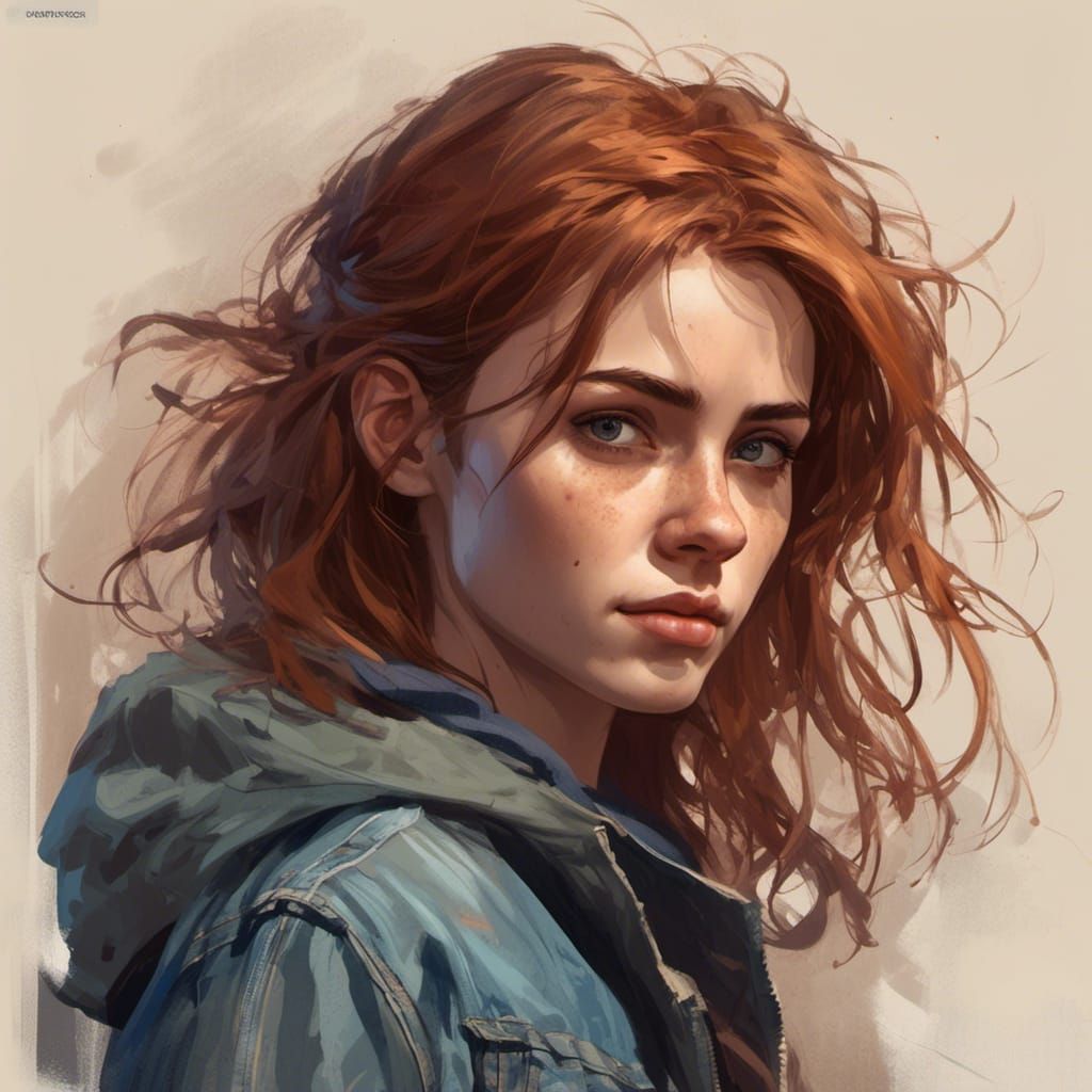 College Student Portrait in Art Nouveau Style