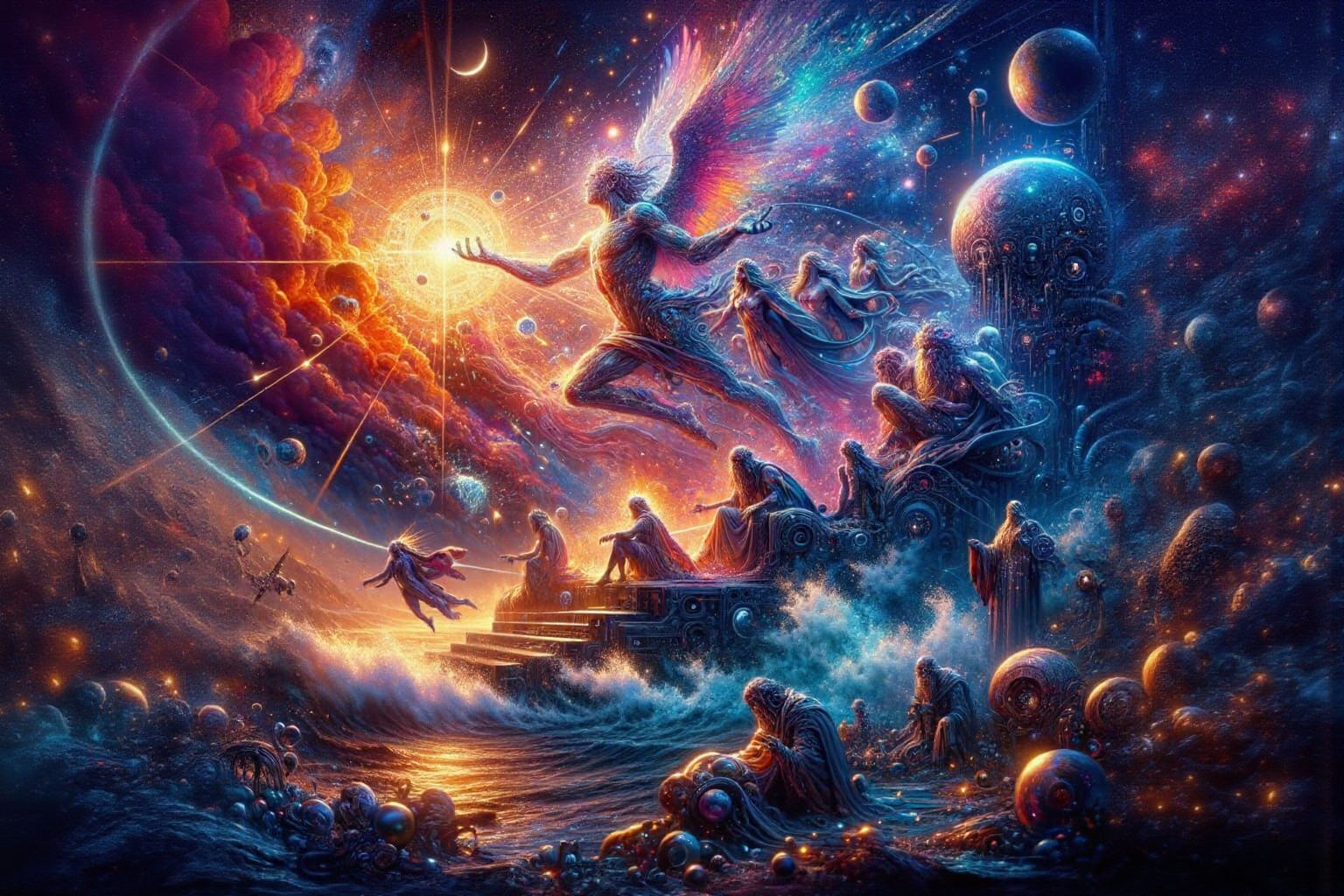 Hyperrealistic Sci-Fi Creation Scene in 3D