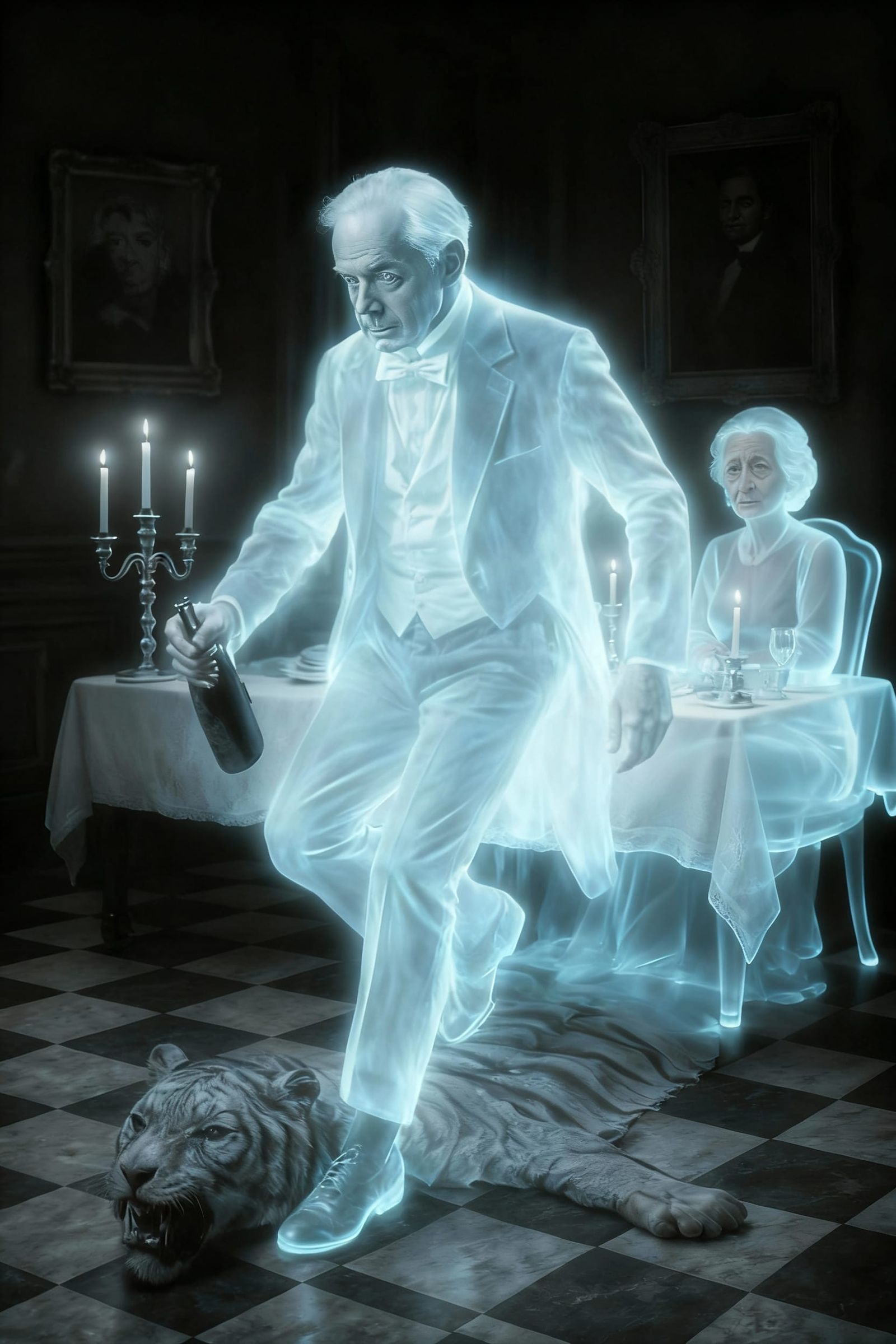 Ghostly James Serves Miss Sophie in Dinner for One