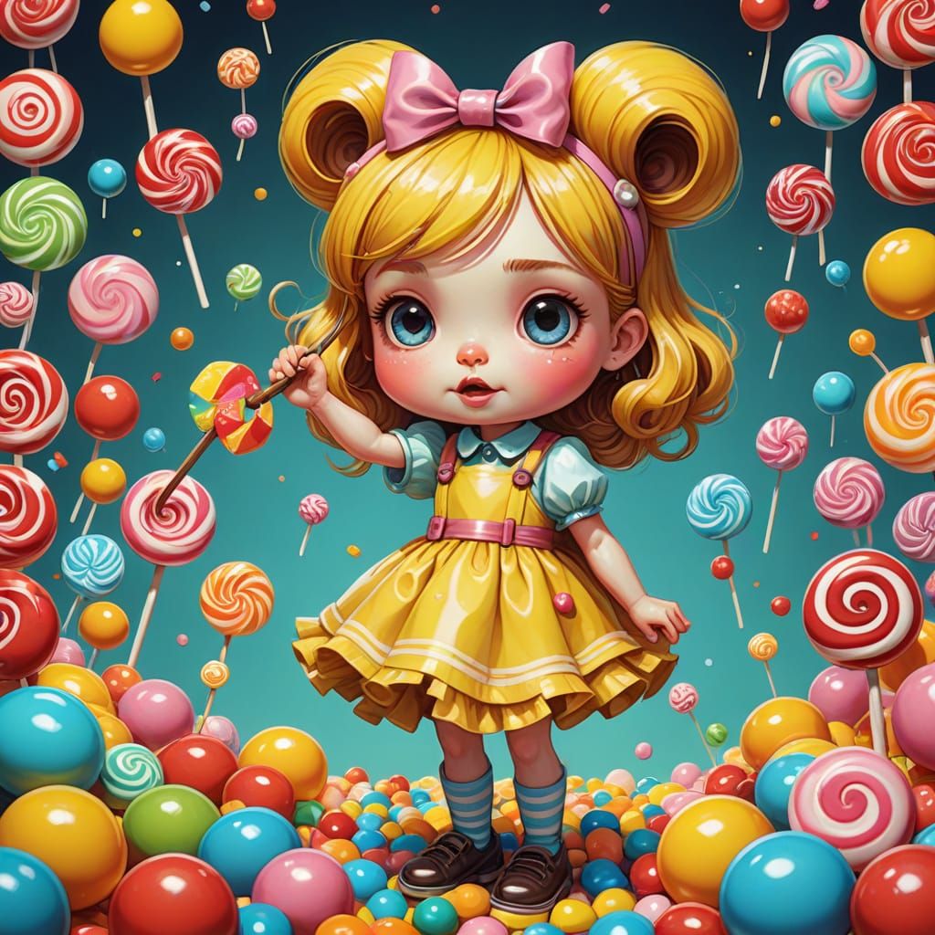 Colorful Candy World in Whimsical 3D Style