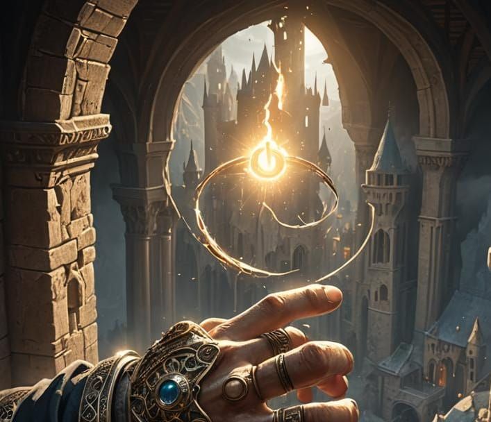 Glowing Ring in Medieval Tower: Dark Fantasy Art