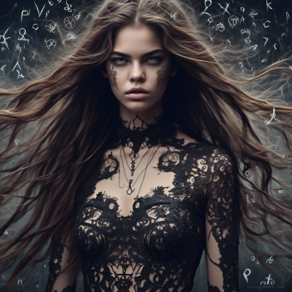 Barbara Palvin Portrait with Glowing Runes