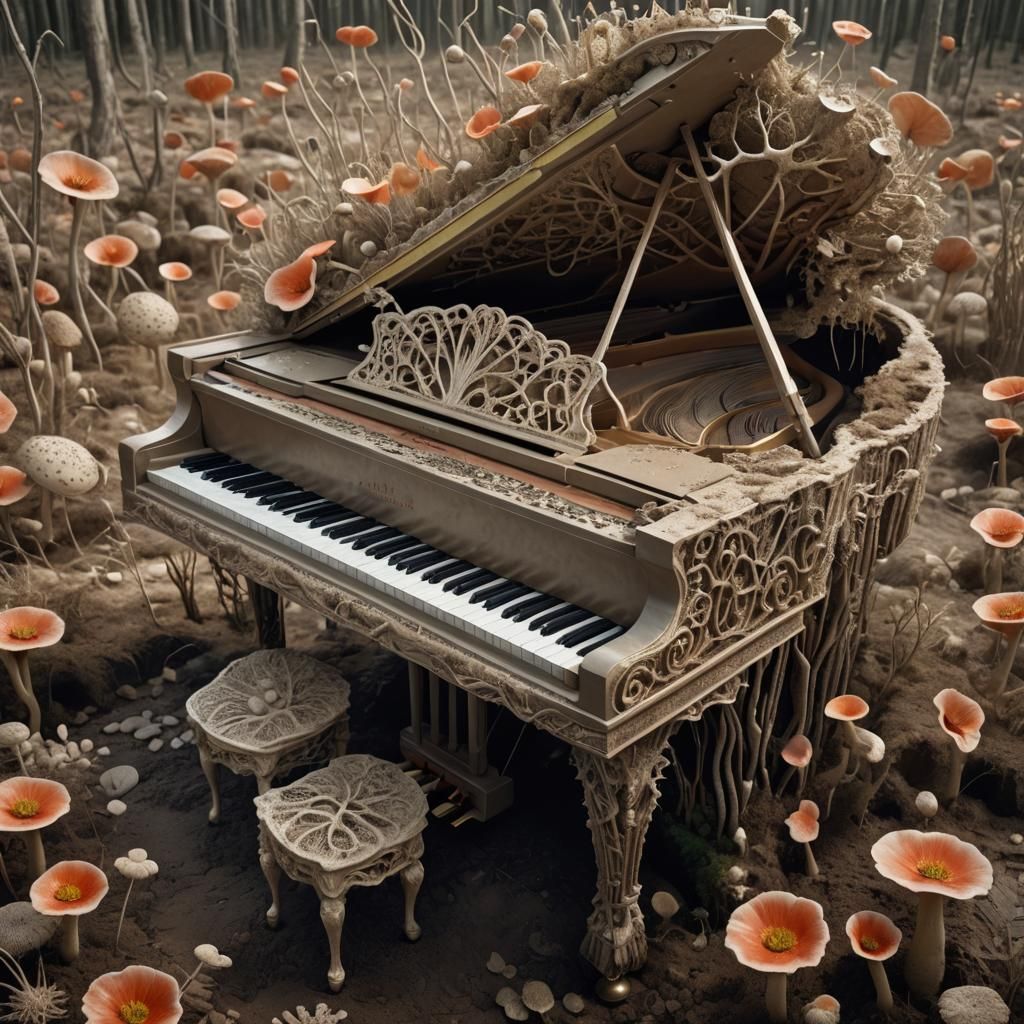 Surreal Piano Fungus: An Organic Masterpiece