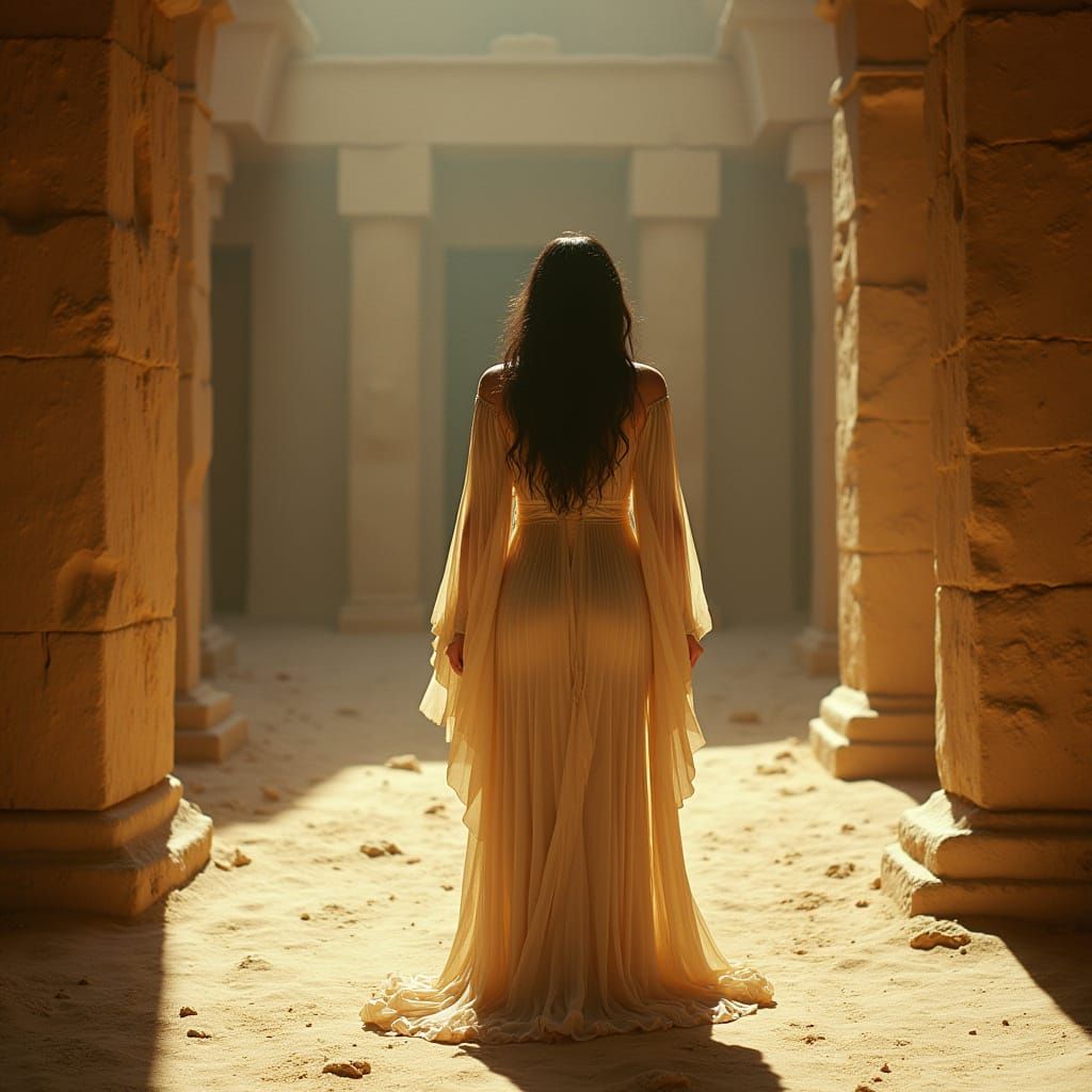 Egyptian Goddess in Ancient Temple Ruins, Shot in Cinematic ...