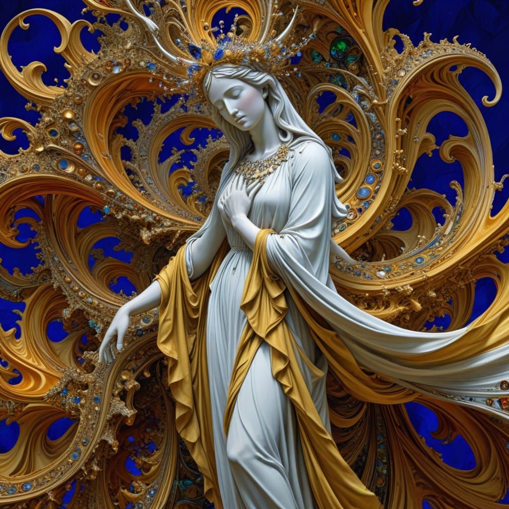 Vestal Virgin Masterpiece in Hyper-Realistic Fractal Style