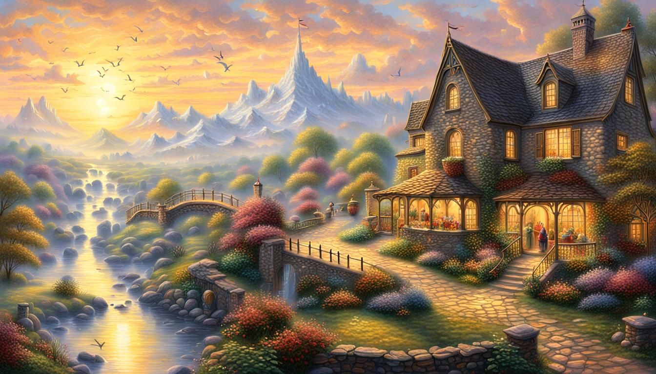 Ethereal Golden Hour Fantasy Scene